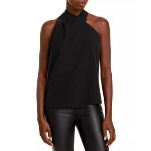MILLY Preston Cady‎ Asymmetric Halter Top Dressy Black Small NWOT